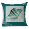 Classic marine shell conch linen cushion cover Turquoise linen pillow