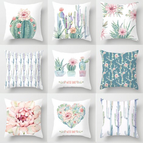 Cactus fleshy pillow case Nordic tropical plant pillow case peach skin velvet pillow case