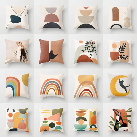 Modern simple and abstract pillow case simple geometric peach leather cushion