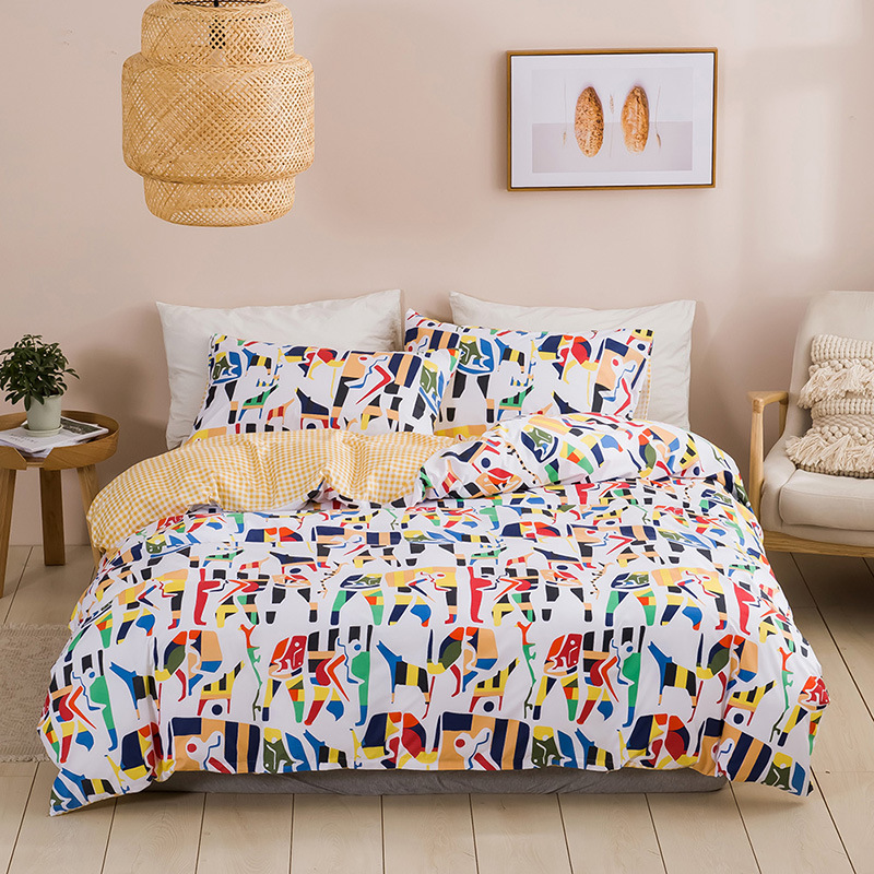 Bedding stripe geometry home textile European and American pillow case three piece set