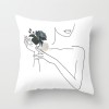 Minimalist line Abstract pillow polyester figure flower head figure pillow cover black and white geometric pillow cover