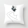 Minimalist line Abstract pillow polyester figure flower head figure pillow cover black and white geometric pillow cover