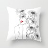 Minimalist line Abstract pillow polyester figure flower head figure pillow cover black and white geometric pillow cover