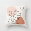 Abstract oil painting girl Mountain Sun Moon cactus holding pillow case geometry, pillow case can supply materials