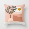 Abstract oil painting girl Mountain Sun Moon cactus holding pillow case geometry, pillow case can supply materials