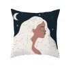 Abstract oil painting girl Mountain Sun Moon cactus holding pillow case geometry, pillow case can supply materials