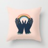 Abstract oil painting girl Mountain Sun Moon cactus holding pillow case geometry, pillow case can supply materials