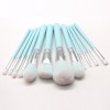 12 color blue makeup brushes, solid wood handles, beauty makeup tools, foundation eye shadow suits.