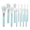 12 color blue makeup brushes, solid wood handles, beauty makeup tools, foundation eye shadow suits.