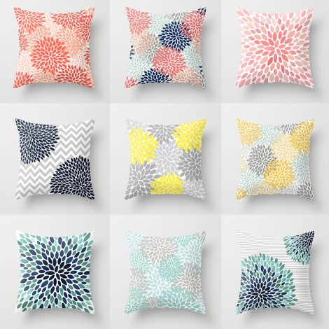 3pcs pillow case mint green yellow flower combination home decoration pink flower pillow