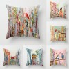 European retro oil painting pillow cover couple bird hand painted oil painting pillow sofa cushion waist pillow cover bird lovers