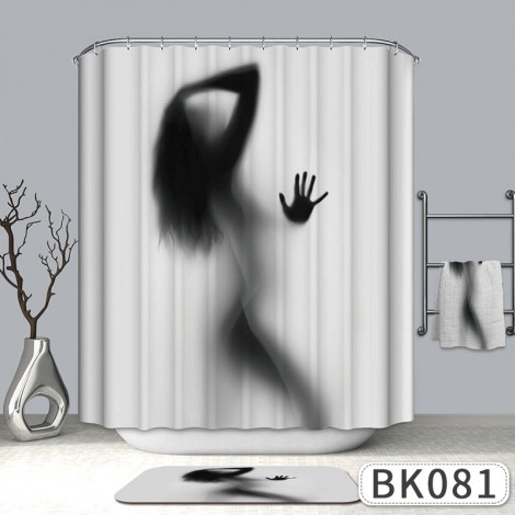Polyester shower curtain 3D digital printing bathroom curtain waterproof thickened curtain toilet partition curtain bathroom water curtain