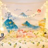 Home tapestry hanging cloth Japanese solar landscape wall hanging home bedside decoration background wall tapestry
