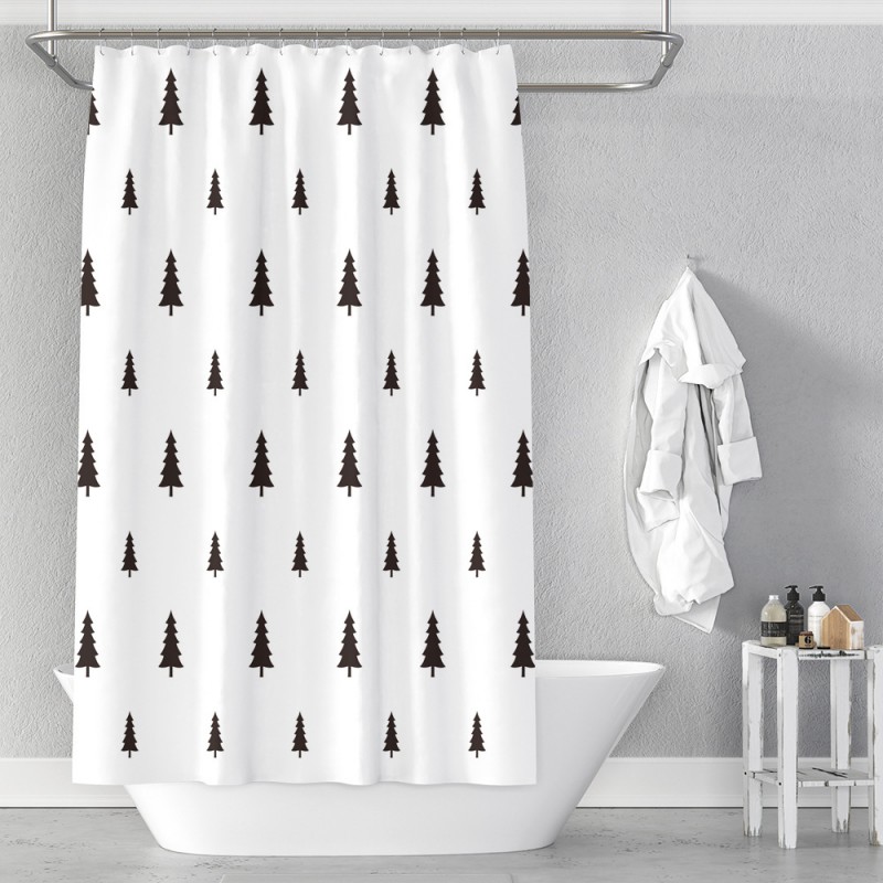 Shower curtain Nordic ins style simple shower curtain digital printing waterproof polyester shower curtain shower curtain