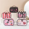 2021 stripe love printing storage bag Pu portable cosmetic bag European and American large capacity washing bag