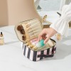 2021 stripe love printing storage bag Pu portable cosmetic bag European and American large capacity washing bag