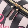 2021 stripe love printing storage bag Pu portable cosmetic bag European and American large capacity washing bag