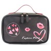 2021 stripe love printing storage bag Pu portable cosmetic bag European and American large capacity washing bag