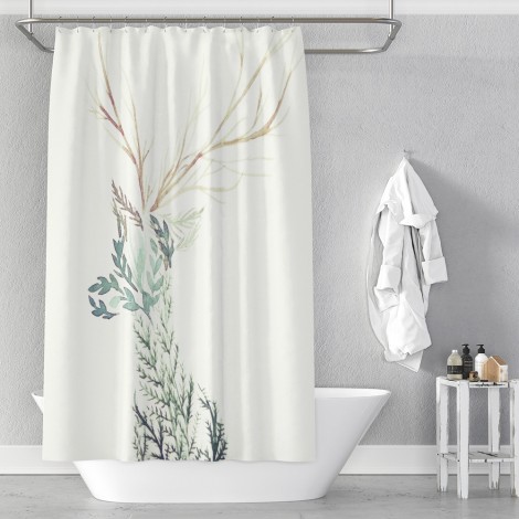 Nordic shower curtain ins digital printing polyester shower curtain waterproof, mildew proof and hole free shower curtain