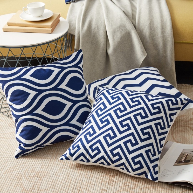 Japanese printed geometric pillow cover office sofa pillow back cushion cover polyester pillow cover