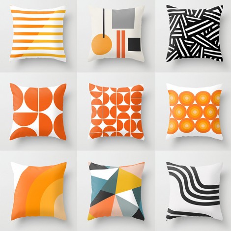 Home pillow cover orange geometric pillow cover living room sofa decorative pillow cover cushion