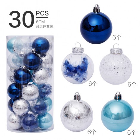 Christmas decorations 6cm / 30pcs blue transparent ball Christmas Ball Set Christmas Tree Pendant