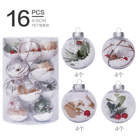 Hot Christmas decorations 6cm8cm / 16pcs transparent ball Christmas Ball Set Christmas Tree Pendant