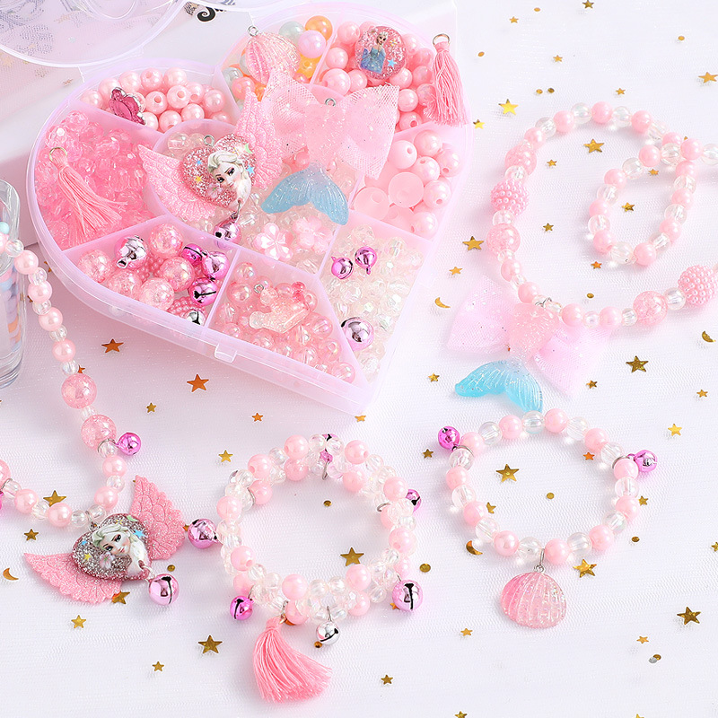 Children's love box diy make handmade beaded cartoon educational toy manufacturer girl wear bead bracelet necklace
