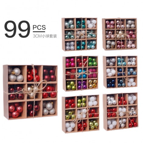 Christmas decorations 3cm / 99pcs Christmas ball Gift Box Set Christmas Tree Pendant