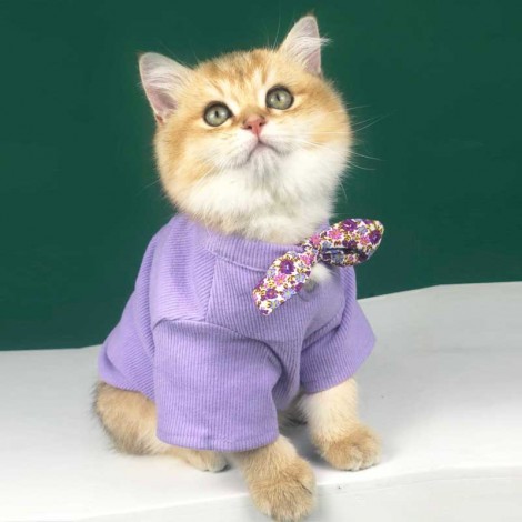 Cat clothes summer clothes thin breathable hair proof ins fashion brand cute English short blue cat dog clothes pet clothes