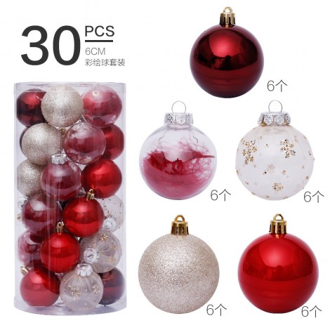 Christmas decorations 6cm / 30pcs red transparent ball Christmas Ball Set Christmas Tree Pendant