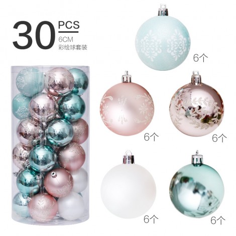 Christmas decorations 6cm / 30pcs rose gold painted Christmas Ball Set Christmas Tree Pendant
