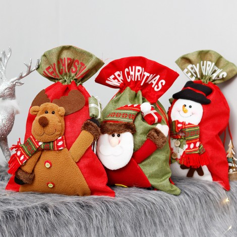 Christmas decorations Candy Bag old man Snowman deer Gift Bag Christmas children medium linen gift bag