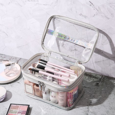 Tommill transparent waterproof cosmetic bag travel portable dry wet separation wash bag simple bath storage bag