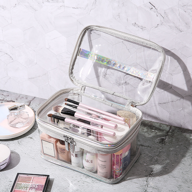 Tommill transparent waterproof cosmetic bag travel portable dry wet separation wash bag simple bath storage bag