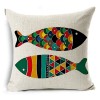 Home pillow case Boho pillow case colorful hand painted fish pillow case