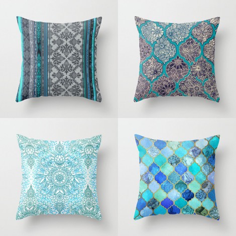 Home by pillow case name family style Moroccan Bohemian Mandala holding pillow case