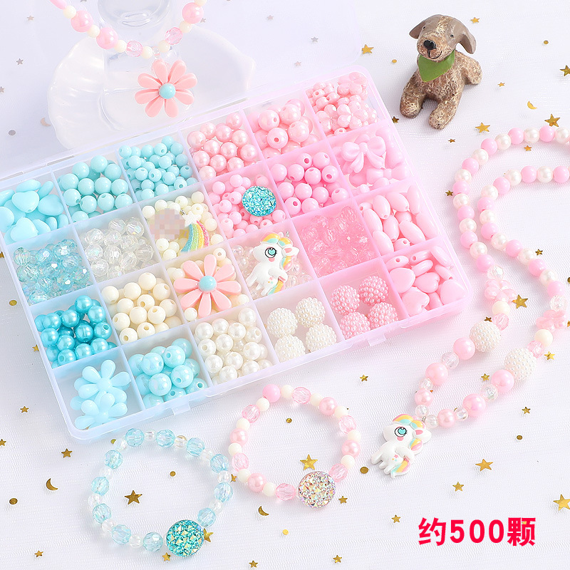 24 grid children's beaded acrylic beads children's creative early education educational toys parent-child diy handmade material package