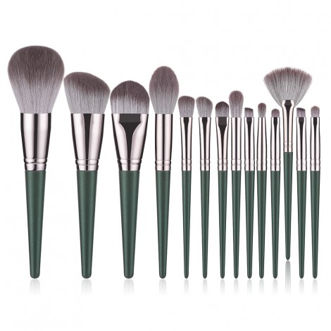 14 green cloud makeup brush sets first saw a series of loose powder brushes, eye shadow brushes, Cangzhou soft hair cosmetic tools.