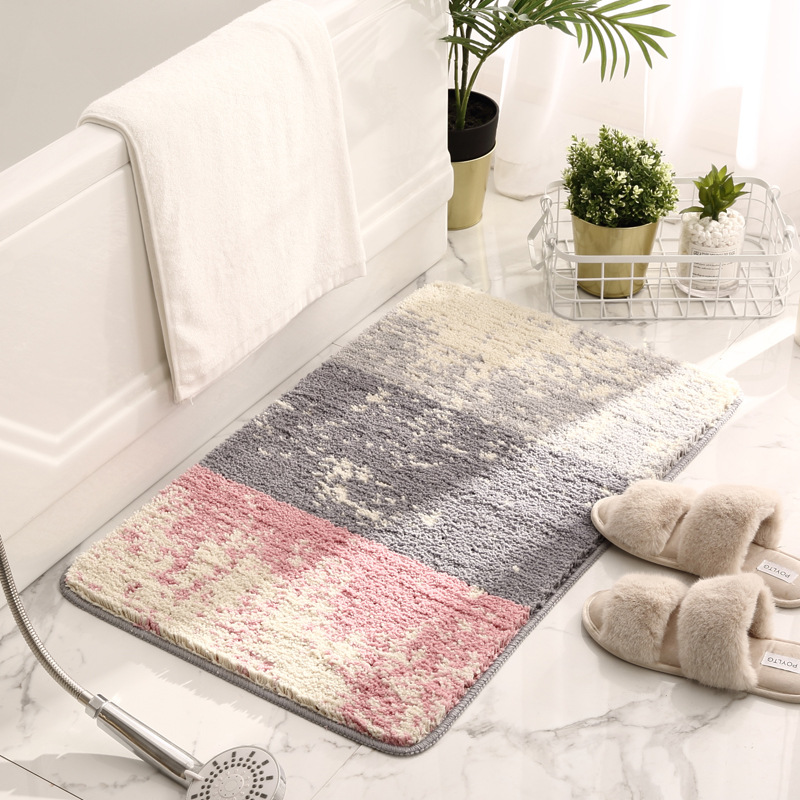 Flocking household door anti-skid floor mat household bathroom bathroom door absorbent foot mat door mat