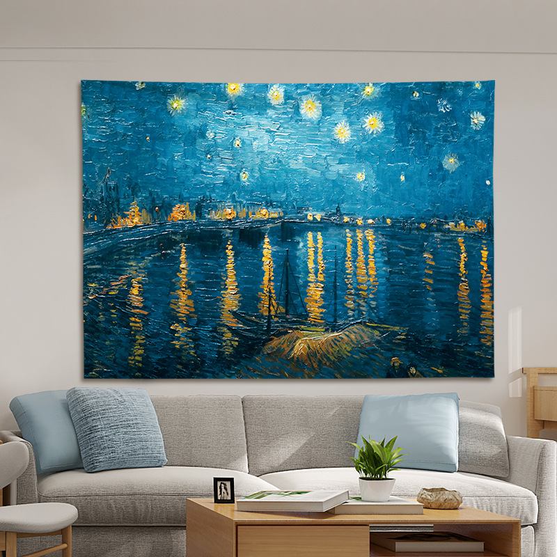 Nordic oil painting background cloth ins hanging cloth bedroom dormitory decorative cloth background wall live broadcast tapestry customization
