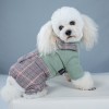 Dog suspenders autumn and winter thickened four legged clothes classic Plaid Korean pet clothes winter cotton clothes