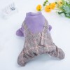 Dog suspenders autumn and winter thickened four legged clothes classic Plaid Korean pet clothes winter cotton clothes