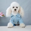 Pet four legged clothes teddy bear autumn winter clothes dog cotton clothes fashion thickened denim Suspenders