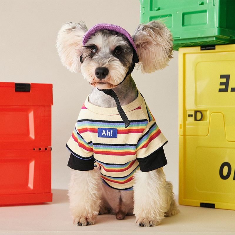 Dog clothes autumn clothes small and medium-sized dog striped sweater Teddy Chenery bomecokey cat summer thin