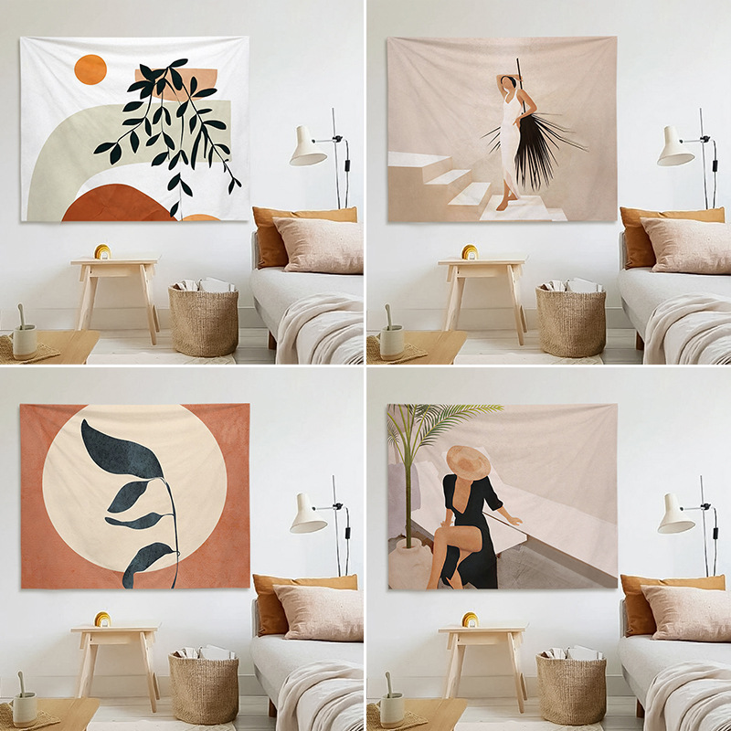 Small fresh Morandi hanging cloth tapestry wall decoration cloth art hanging picture background cloth wall hanging tapestry