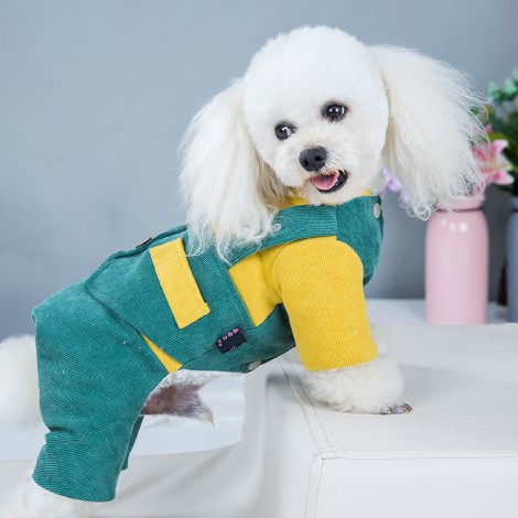 Pet clothing 2020 dog four legged cotton padded clothes small and medium-sized dog corduroy thickened coat autumn and winter clothes