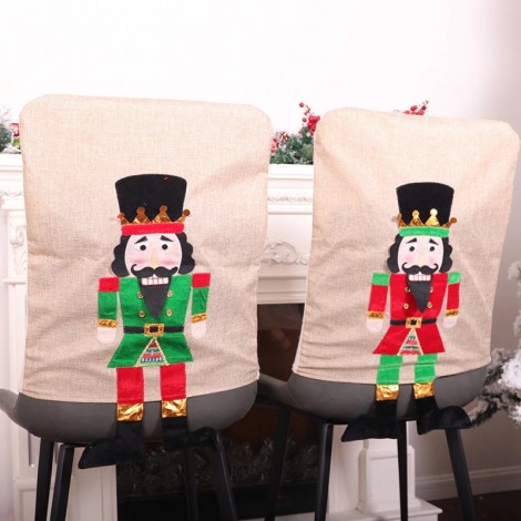 Christmas decoration cartoon walnut soldier chair back cover creative linen chair back cover