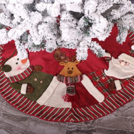 Santa Claus elk Snowman Christmas Tree Skirt decoration red three doll apron decoration