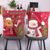 Christmas decoration red lattice Snowman Santa Claus chair back cover creative linen chair back cover